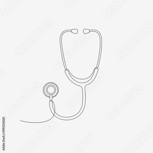 Minimalist stethoscope line art, medical symbol, clean design