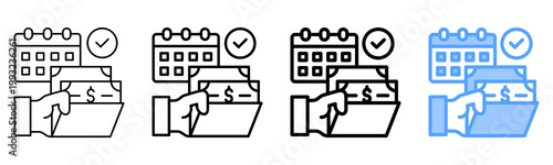Salary Payment Icon Different Style Outline Collection Set 