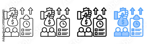 Compensation Plan Icon Different Style Outline Collection Set 