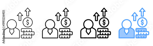 Salary Increase Icon Different Style Outline Collection Set 