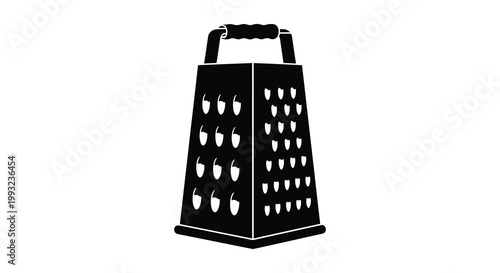A stark black silhouette of a box grater a common kitchen tool silhouette