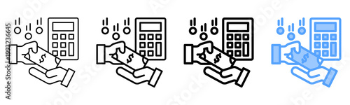 Wage Calculation Icon Different Style Outline Collection Set 