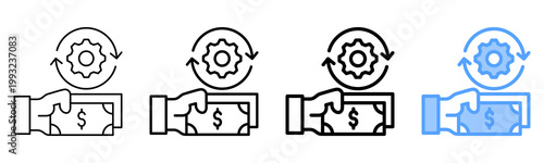 Wage System Icon Different Style Outline Collection Set 