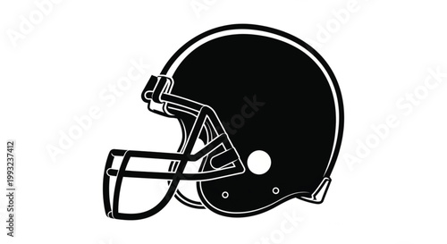 Football Helmet Outline Vector with Clean Line Art and Structural Details for Sports Illustration Technical Drawing and Design Use