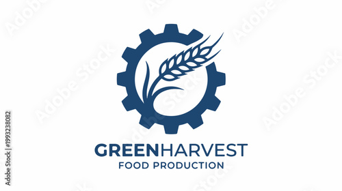 A stylish logo featuring a gear and wheat design symbolizing agricultural and food production. This logo effectively represents concepts such as harvest, production, and the environment.