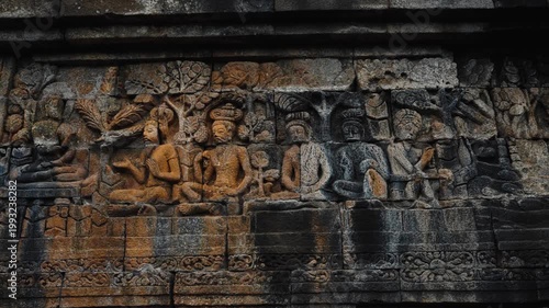 Cinematic footage of the iconic Borobudur Temple in Indonesia. Majestic stone stupas, ancient carvings, and serene atmosphere create a powerful spiritual and cultural scene.