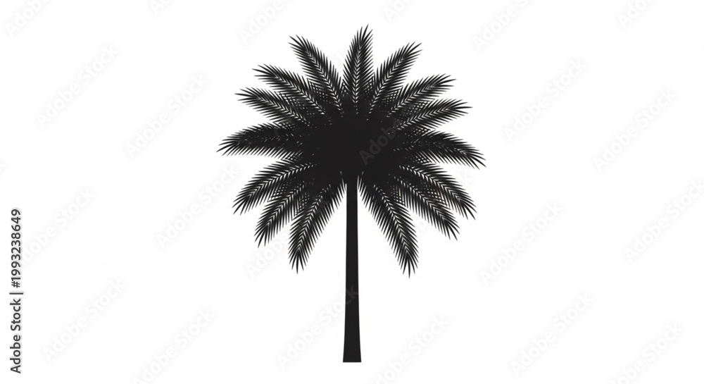 Fototapeta premium Realistic Palm Tree Silhouette Vector with Detailed Tropical Fronds and Tall Trunk in Clean Black Isolated Design for Nature and Travel Themes