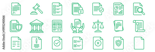 Tableau sur toile Justice and law line icon set
