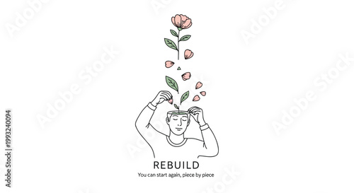 Rebuild, Growth, Positive Change, Inspirational Vector Illustration