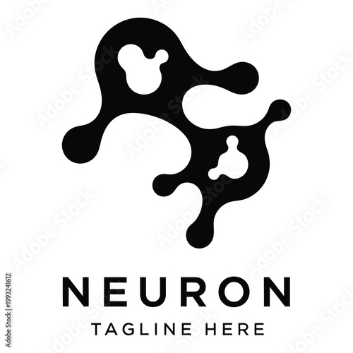 Neuron cell logo design with tagline space on white background icon