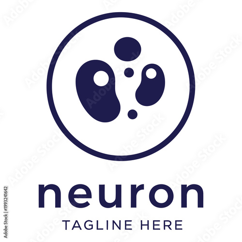 Neuron cell logo with abstract design and tagline space on white background icon