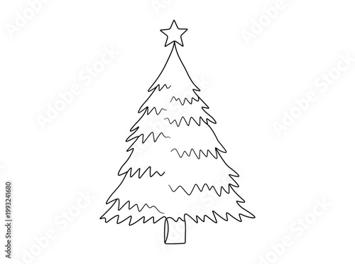 Classic Christmas tree with star topper vector illustration for holiday season greeting cards and festive projects