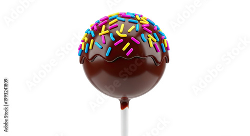 Chocolate cake pop with colorful sprinkles