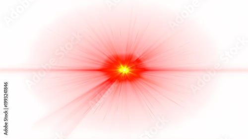 Anime Energy Blast Core with Red Glow and Radiating Light Rays, Cinematic Power Surge Explosion Effect