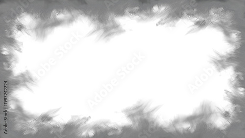 Anime Smoke Explosion Frame with Soft Gray Cloud Burst, Dramatic Fog Border Effect for Action and Cinematic Scenes