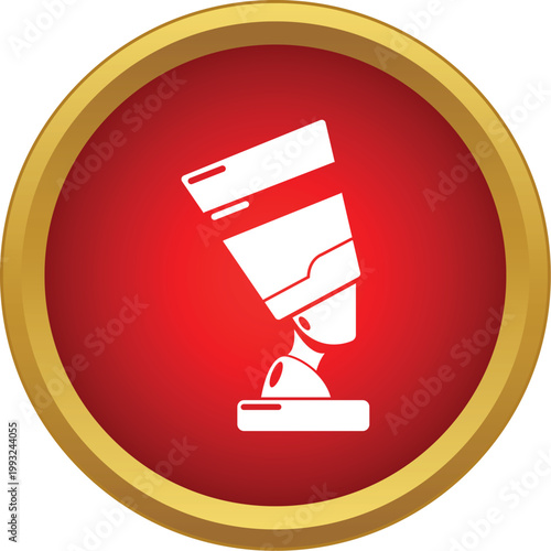 Nefertiti bust icon representing ancient egyptian history and culture in a red circle