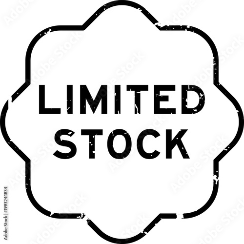 Grunge black limited stock word square seal stamp on white background