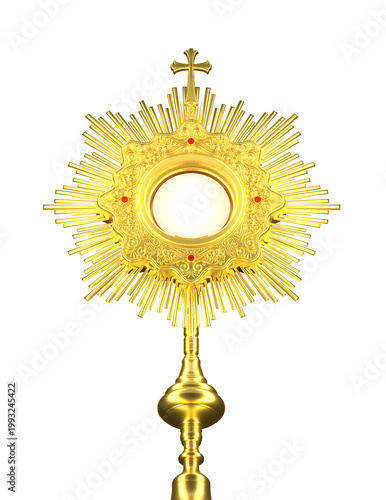Jesus Christ in the monstrance. Sacrament of the Eucharist. Corpus Christi - 3D Illustration