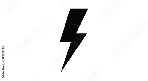 A stark black lightning bolt graphic dominates a white background silhouette