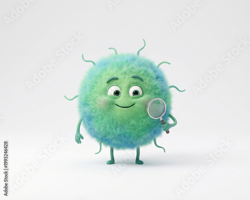 3D Bacteria character on white background