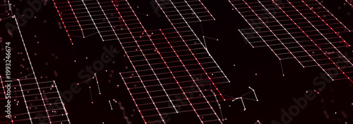 Sci-fi background. Digital wave with many particles. Template for festive presentation. 3d rendering