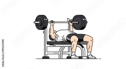 Fitness, weightlifting, bench press, gym, exercise, workout, muscle, strength, training, illustration