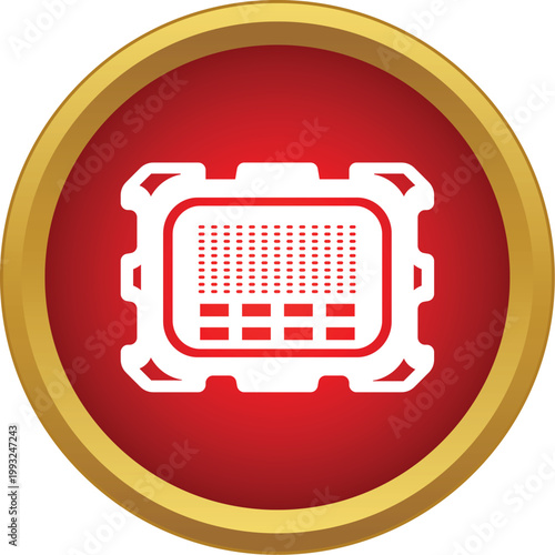 Portable radio device icon with a red circle background