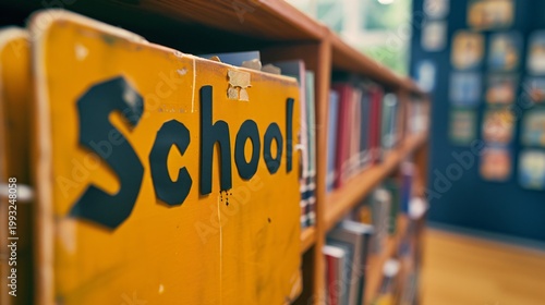 School Label In The Library 
