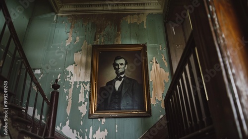 A Picture of Abraham Lincoln Above the Stairs