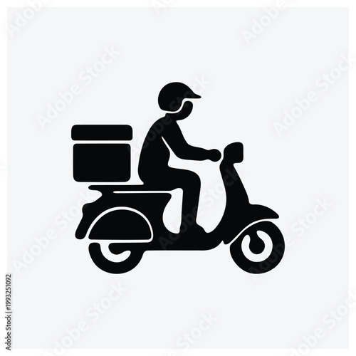 Icon of a person on a scooter or motorcycle making a delivery