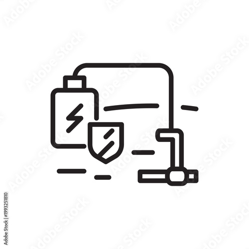 Foto Cathodic protection icon symbolizing corrosion prevention, representing hardware, factory tools, cable gear, safety systems, and industrial logistics for metal integrity and refinery structure safety