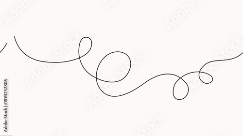 Squiggle line animation continuous one line drawing, Abstract hand drawn dividing thin wave continuous line on white background, Self drawing simple animation of line.