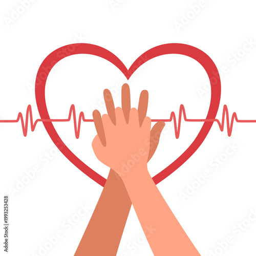 Cardiopulmonary Resuscitation (CPR), First Aid Emergency in flat design vector illustration