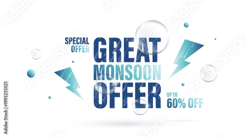Monsoon sale banner templates set, Rainy season background, Monsoon special offer sale vector illustration. monsoon sale offer background design.