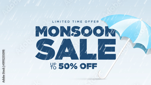Monsoon sale banner templates set, Rainy season background, Monsoon special offer sale vector illustration. monsoon sale offer background design.
