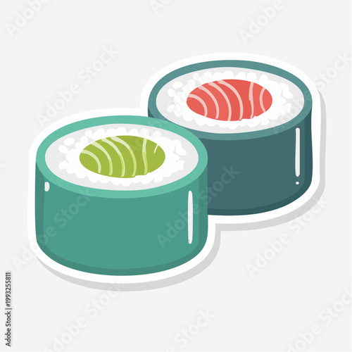 Two Sushi Rolls with Salmon and Avocado