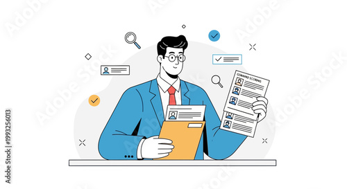 Recruitment specialist reviewing resumes, hiring process, job search, employment, human resources