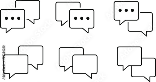 Chat and Talk Icon Set. Communication signs. Speech bubble and messaging symbols. Online conversation and talk design. Service and assistance signs
