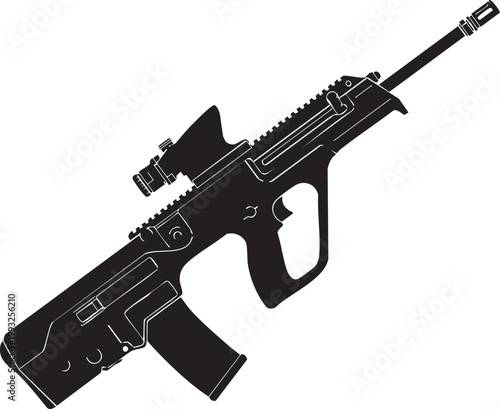 IWI Tavor X95 Bullpup Rifle Silhouette - Modern Tactical Assault Weapon Vector Illustration