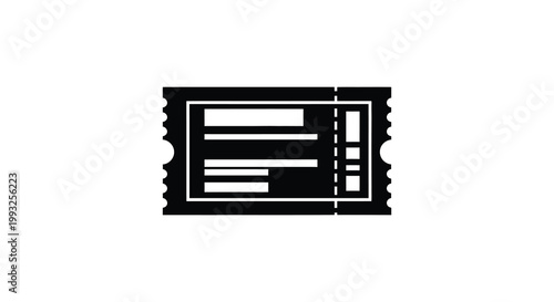 A black ticket design with jagged edges presented as a striking silhouette