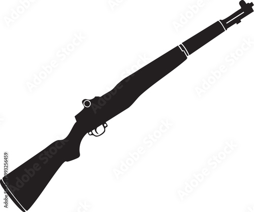 Vintage M1 Garand Rifle Silhouette - WW2 Military Service Firearm Vector Icon