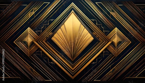 Elegant Art Deco Pattern with Golden Geometric Accents.