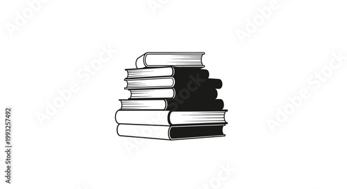 Minimalist monochrome illustration of a stack of books for educational or literary purposes