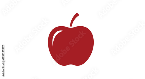 Minimalist red apple silhouette isolated on white background perfect for healthy eating designs