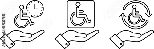Accessibility symbols time disability and rotation
