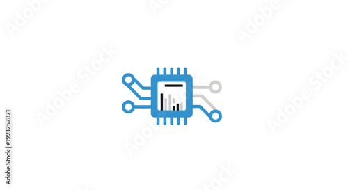 Minimalist representation of a central processing unit and data analysis visualization