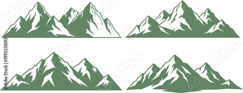 Quadro su tela Stylized mountain range landscape with snow caps
