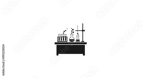 Minimalist representation of a laboratory, showcasing scientific instruments in action