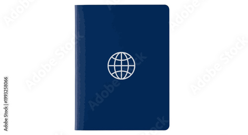 Minimalist representation of a passport with a global graphic on a clean white backdrop