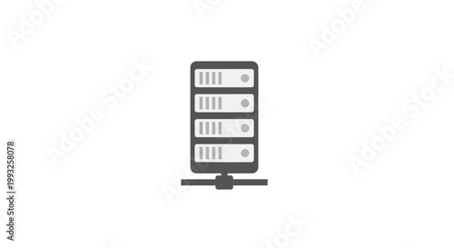 Minimalist representation of a server rack with a network connection for data storage